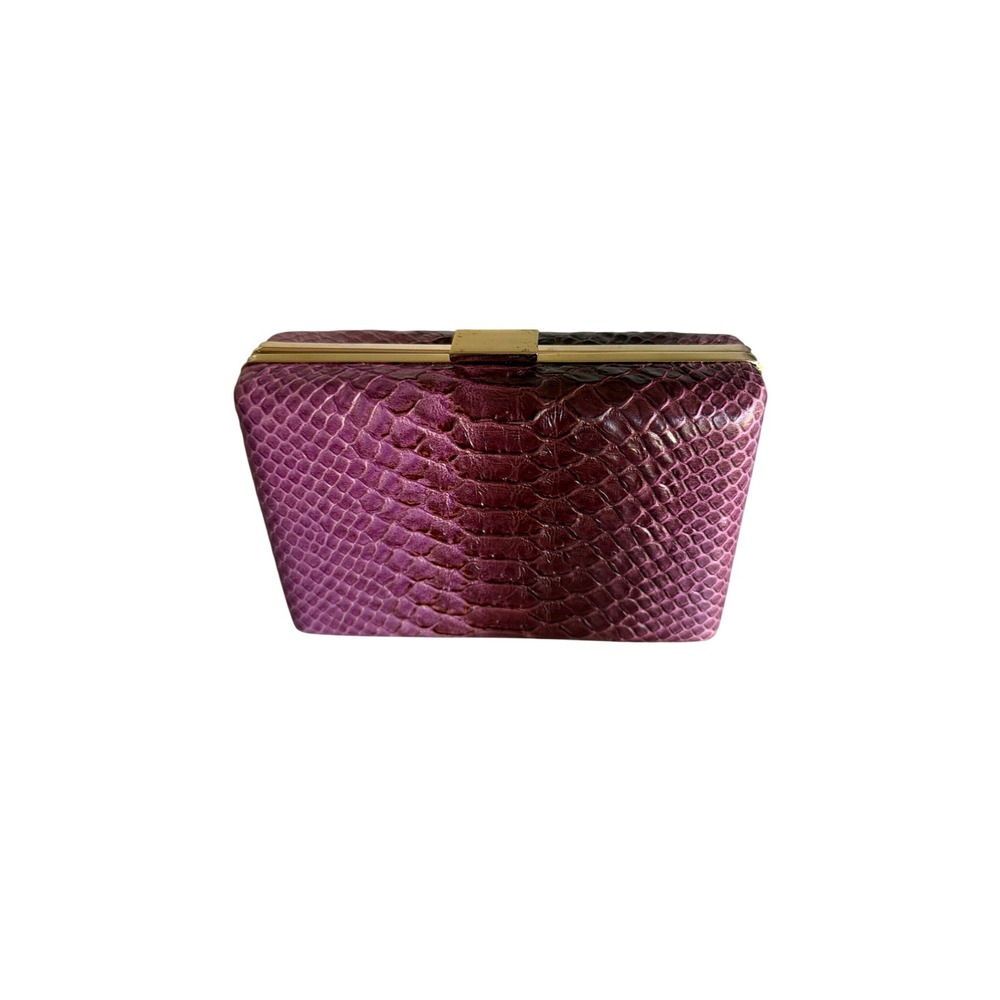 Banana Republic Clutch Purple Ombre Snakeskin Embossed Leather Minaudiere Bag - Picture 7 of 7